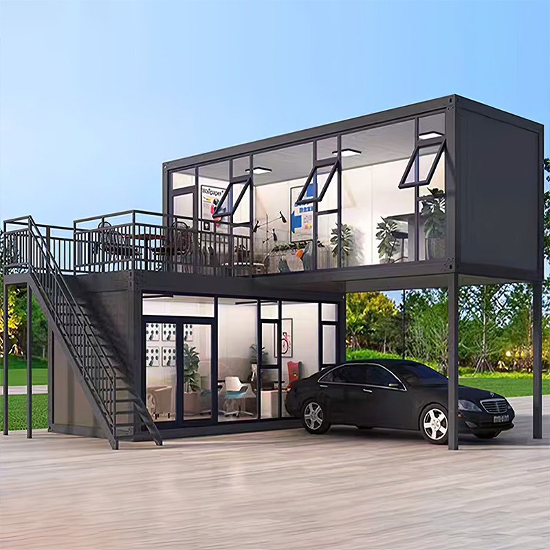 Dvokatna kuća od staklenih kontejnera